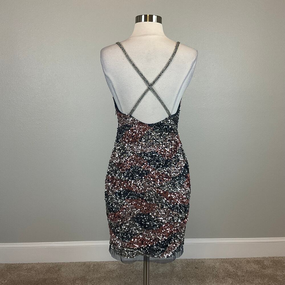 Aidan Mattox Sequin Backless Mini Sheath Cocktail… - image 2